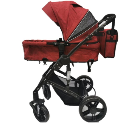 Carucior, 2 in 1, Cu landou Reversibil, Material anti-UV, Roata antieroziune, Suport Accesorii, Dubla Suspensie pe roata si pe cadru,Geanta pentru scutece, Rosu Bordeaux [2]