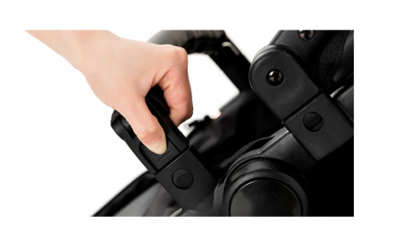 Carucior 2 in 1, Cu landou Reversibil, Material anti-UV si rezistent la umiditate, Roata antieroziune, Cadru metalic ranforsat, Geanta pentru scutece, negru [9]