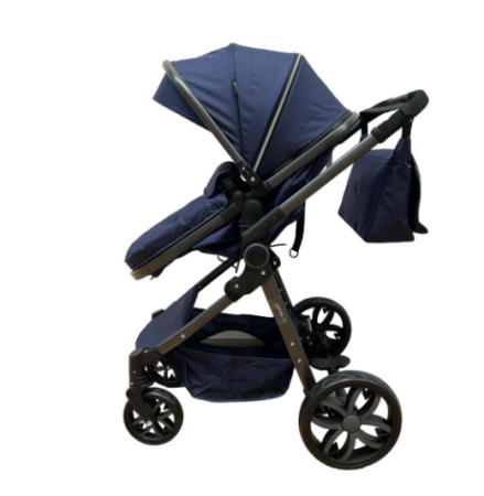 Carucior, 2 in 1, Cu landou Reversibil, Roata antieroziune, Dubla Suspensie pe roata, Geanta pentru scutece, albastru [4]