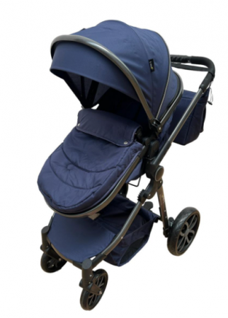 Carucior, 2 in 1, Cu landou Reversibil, Roata antieroziune, Dubla Suspensie pe roata, Geanta pentru scutece, albastru [3]