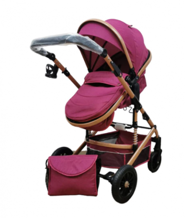 Carucior 2 in 1, cu suspensie dinamica, landou reversibil, geanta pentru accesorii, multifunctional, mov [3]