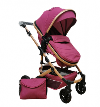 Carucior 2 in 1, cu suspensie dinamica, landou reversibil, geanta pentru accesorii, multifunctional, mov [4]