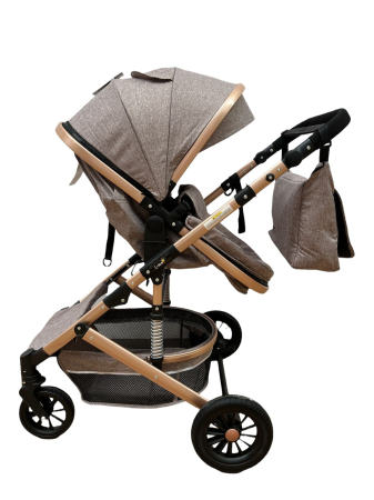 Carucior 2 in 1, Cu suspensii duble,Geanta pentru accesorii, Viziera de vara inclusa,bej [2]