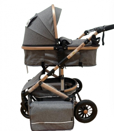 Carucior 2 in 1, Cu suspensii duble, Geanta pentru accesorii, Viziera de vara inclusa, Gri [5]