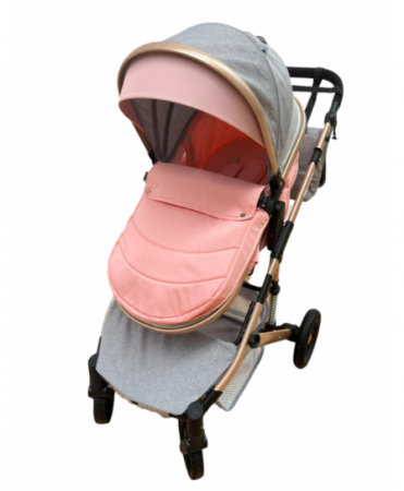 Carucior 2 in 1, Cu suspensii duble, Geanta pentru accesorii, Viziera de vara inclusa, Roz [2]