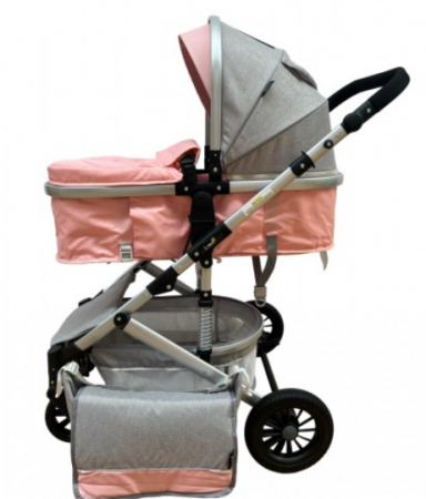 Carucior 2 in 1, Cu suspensii duble, Geanta pentru accesorii, Viziera de vara inclusa, Roz [1]