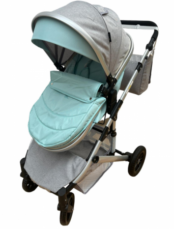 Carucior 2 in 1, Cu suspensii duble, Geanta pentru accesorii, Viziera de vara inclusa, vernil [7]