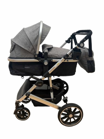 Carucior 2 in 1, dubla suspensie, matlasat, Bubu-Still Sun, 0-36 luni, Gri [3]