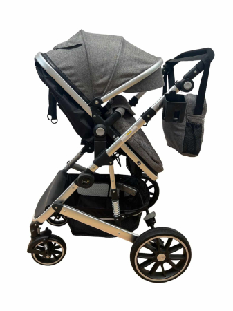 Carucior 2 in 1, dubla suspensie, matlasat, Bubu-Still Sun, 0-36 luni, Gri [5]