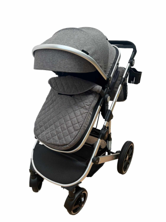 Carucior 2 in 1, dubla suspensie, matlasat, Bubu-Still Sun, 0-36 luni, Gri [6]