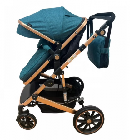 Carucior 2 in 1, dubla suspensie, matlasat, Bubu-Still Sun, 0-36 luni, turcoise [4]
