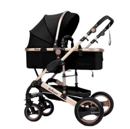 Carucior 2 in 1 - Carucior 2 in 1, Dubla suspensie pe roata si cadru , Geanta inclusa, Plasa de tantari inclusa, Belecoo, Roata cauciuc, negru