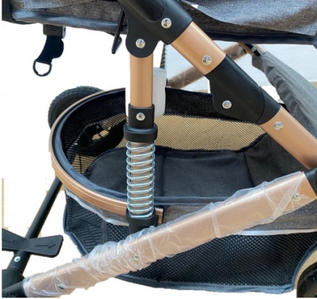 Carucior 2 in 1, Dubla suspensie pe roata si cadru, Geanta inclusa, Plasa de tantari inclusa, Roata cauciuc, Albastru Cosmic [6]