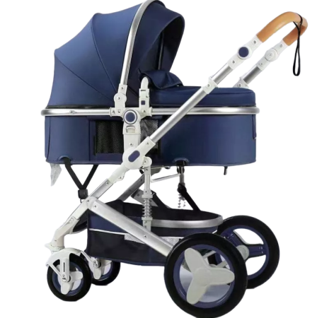 Carucior 2 in 1 - Carucior 2 in 1 landou transformabil, 0-36 luni, cadru de aluminiu sidefat, suspensie dinamica, albastru neon