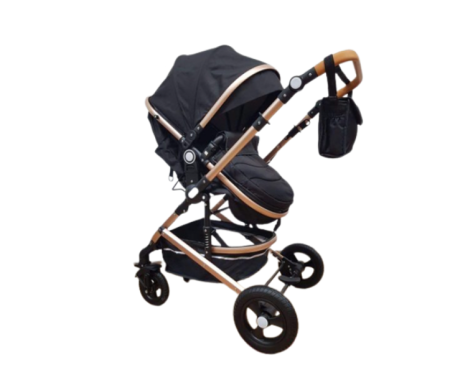 Carucior 2 in 1 landou transformabil, 0-36 luni, negru,cu suspensii,Geanta de scutece [1]