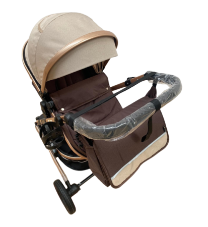 Carucior 2 in 1,Modul sport transformabil din landou,Plasa de insecte si geanta de scutece,Dubla suspensie pe roata,bej maro [2]