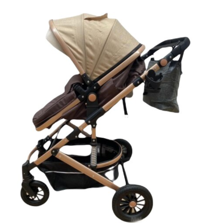 Carucior 2 in 1,Modul sport transformabil din landou,Plasa de insecte si geanta de scutece,Dubla suspensie pe roata,bej maro [1]