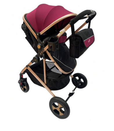 Carucior 2 in 1,Modul sport transformabil din landou,Plasa de insecte si geanta de scutece,Dubla suspensie pe roata,mov [1]
