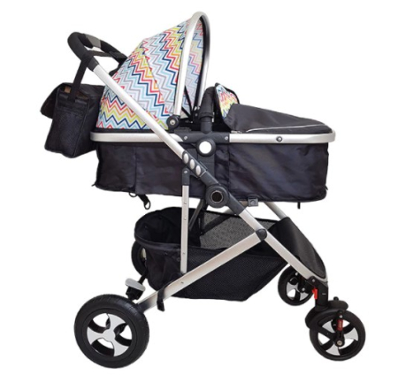 Carucior 2 in 1 - Carucior 2 in 1,Modul sport transformabil din landou,Plasa de insecte si geanta de scutece,Dubla suspensie pe roata,multicolor