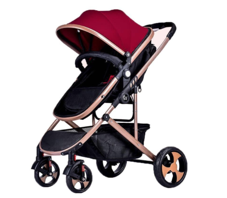 Carucior 2 in 1 - Carucior 2 in 1, Modul sport transformabil din landou, Plasa de insecte si geanta de scutece, Dubla suspensie pe roata, Rosu