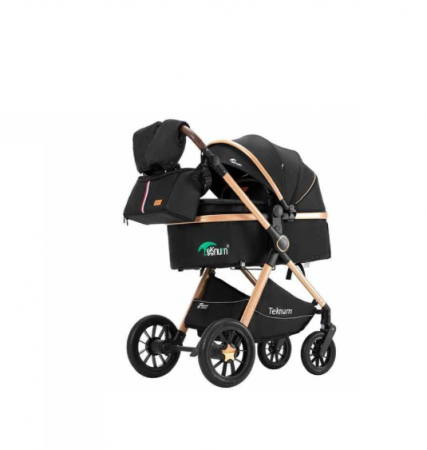 Carucior 2 in 1, Teknum, Modul sport transformabil din landou, Plasa de insecte, saltea si geanta de scutece, Manusi de protectie, Negru [2]