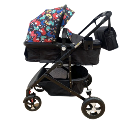 Carucior 2 in 1,Modul sport transformabil din landou,Plasa de insecte si geanta de scutece,roata cauciuc,Dubla suspensie pe roata,multicolor [4]