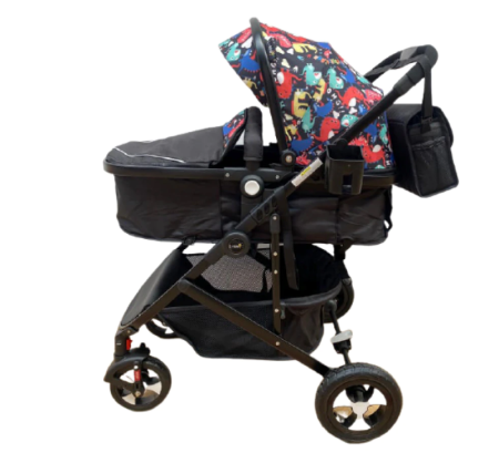 Carucior 2 in 1,Modul sport transformabil din landou,Plasa de insecte si geanta de scutece,roata cauciuc,Dubla suspensie pe roata,multicolor [1]