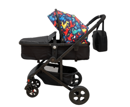 Carucior 2 in 1 - Carucior 2 in 1,Modul sport transformabil din landou,Plasa de insecte si geanta de scutece,roata cauciuc,Dubla suspensie pe roata,multicolor