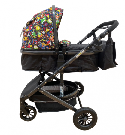 Carucior 2 in 1,Modul sport transformabil din landou, Plasa de insecte si geanta de scutece, roata cauciuc, Dubla suspensie pe roata, multicolor jucarii [1]