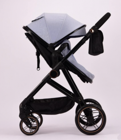 Carucior 2 in 1, Landou reversibil, 0-36 luni, roti off-road, Geanta pentru scutece, Pliere ultracompacta, gri [3]