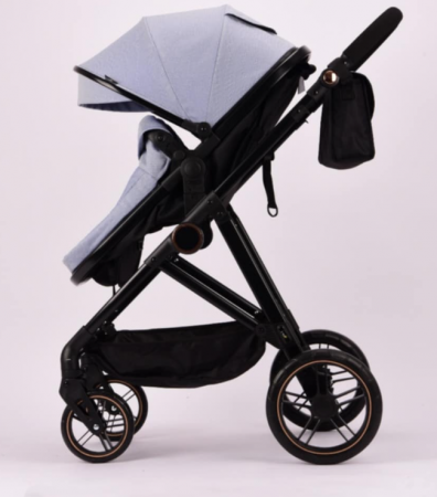 Carucior 2 in 1, Landou reversibil, 0-36 luni, roti off-road, Geanta pentru scutece, Pliere ultracompacta, gri [1]