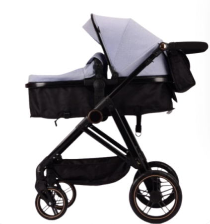 Carucior 2 in 1 - Carucior 2 in 1, Landou reversibil, 0-36 luni, roti off-road, Geanta pentru scutece, Pliere ultracompacta, gri