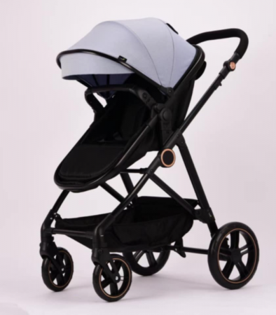 Carucior 2 in 1, Landou reversibil, 0-36 luni, roti off-road, Geanta pentru scutece, Pliere ultracompacta, gri [4]