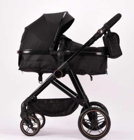 Carucior 2 in 1, Landou reversibil, 0-36 luni, roti off-road, Geanta pentru scutece, Pliere ultracompacta, Negru [3]