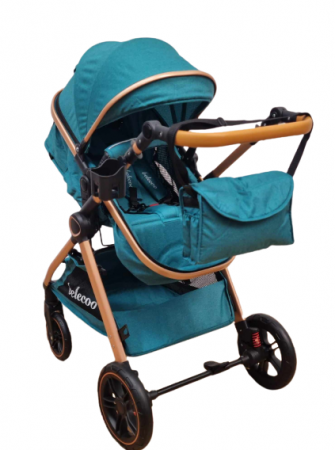Carucior 2 in 1, Suspensie dubla pe roata, Geanta inclusa, strangere compacta, Bubu-Still, turcoaz [8]