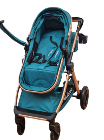 Carucior 2 in 1, Suspensie dubla pe roata, Geanta inclusa, strangere compacta, Bubu-Still, turcoaz [6]