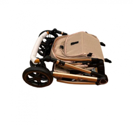 Carucior 2 in 1, Suspensie dubla pe roata, Geanta inclusa, strangere compacta, Bubu-Still, bej [7]