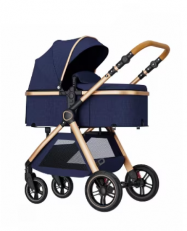 Carucior 2 in 1 - Carucior 2 in 1,Suspensie dubla pe roata ,Geanta inclusa, strangere compacta, Bubu-Still, Bleumarin