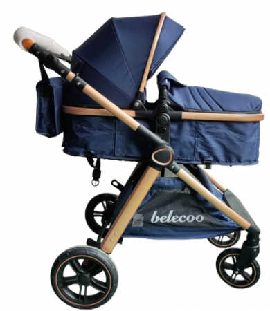 Carucior 2 in 1,Suspensie dubla pe roata ,Geanta inclusa, strangere compacta, Bubu-Still, Bleumarin [3]