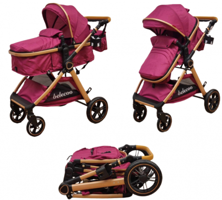 Carucior 2 in 1 - Carucior 2 in 1, Suspensie dubla pe roata, Geanta inclusa, strangere compacta, Bubu-Still, mov