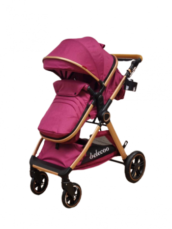 Carucior 2 in 1, Suspensie dubla pe roata, Geanta inclusa, strangere compacta, Bubu-Still, mov [4]