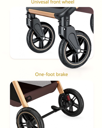 Carucior 2 in 1, Suspensie dubla pe roata, Geanta inclusa, strangere compacta, Bubu-Still, negru [9]