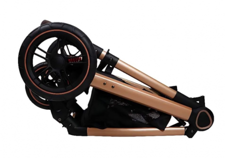 Carucior 2 in 1, Suspensie dubla pe roata, Geanta inclusa, strangere compacta, Bubu-Still, negru [10]