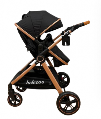 Carucior 2 in 1, Suspensie dubla pe roata, Geanta inclusa, strangere compacta, Bubu-Still, negru [5]