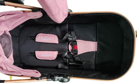 Carucior 2 in 1, Suspensie dubla pe roata, Geanta inclusa, strangere compacta, Bubu-Still, Roz pudra cu negru [4]