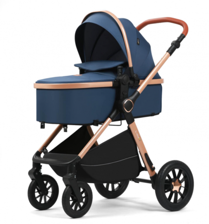 Carucior 2 in 1, Suspensie dubla pe roata, Geanta inclusa, strangere compacta, Maner reversibil, Albastru [3]