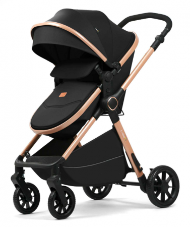 Carucior 2 in 1, Suspensie dubla pe roata, Geanta inclusa, strangere compacta, Maner reversibil, Negru - Copie [2]