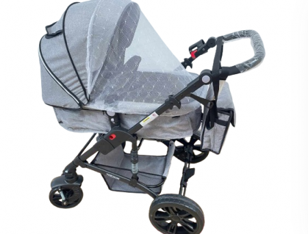 Carucior 2 in 1, Teknum, cu suspensii duble, husa de picioare, suport de sticluta si geanta de scutece [2]