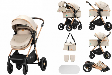 Carucior 2 in 1 - Carucior 2 in 1, Teknum, Modul sport transformabil din landou, Plasa de insecte, saltea si geanta de scutece, Manusi de protectie, Bej