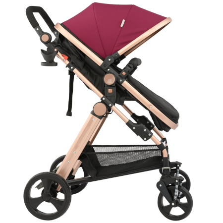 Carucior 2in 1, cu suspensii , Rosu cu negru transformabil in carucior sport [1]